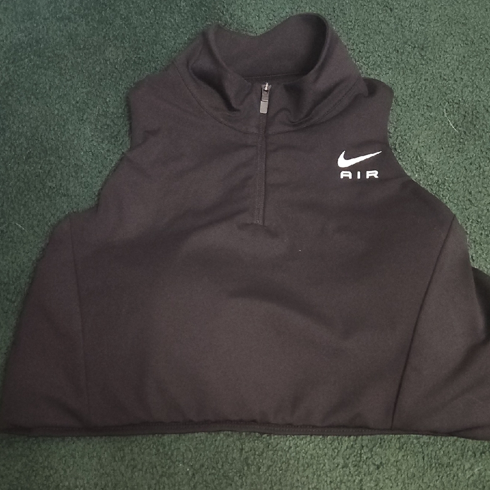 Nike Black Half-Zip Cropped Pullover with White Swoosh